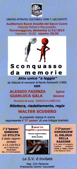 “Sconquasso da memorie” il 1 dicembre 2013 a Torremaggiore