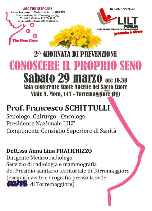 Conoscere il proprio seno, si parla di prevenzione il 29 marzo 2014 a Torremaggiore