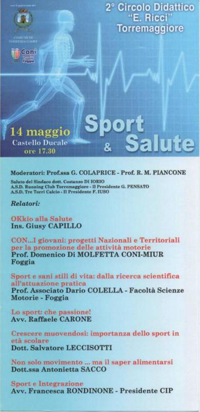 Convegno Sport e Salute il 14 maggio 2014 a Torremaggiore