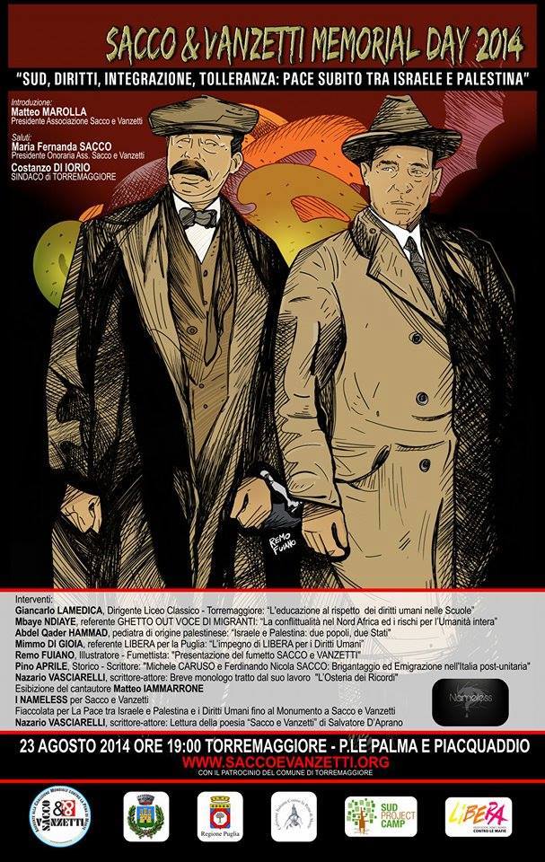 Sacco e Vanzetti Memorial Day il 23 agosto 2014 a Torremaggiore