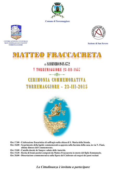 Cerimonia commemorativa per Matteo Fraccacreta in occasione dell’anniversario della morte