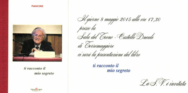 Presentazione del libro “Ti racconto il mio segreto” l’8 maggio 2015 a Torremaggiore