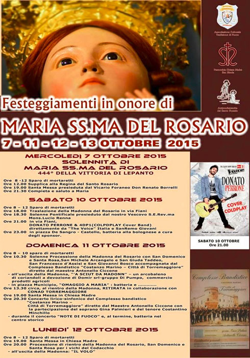 Programma Festa Maria SS.ma del Rosario 7-11-12-13 ottobre 2015 Torremaggiore