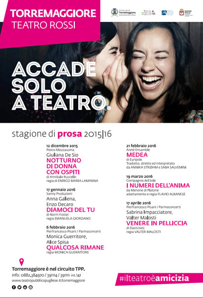 “Qualcosa rimane ” con Monica Guerritore il 6 febbraio 2016 al Teatro Luigi Rossi di Torremaggiore