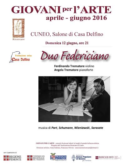 Il Duo Federiciano composto da Ferdinando e Angela Trematore di Torremaggiore in concerto il 12 giugno 2016 a Cuneo