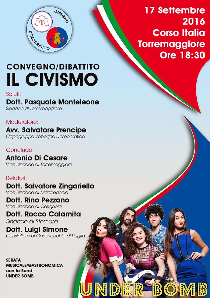 Dibattito pubblico sul civismo il 17 settembre 2016 a Torremaggiore