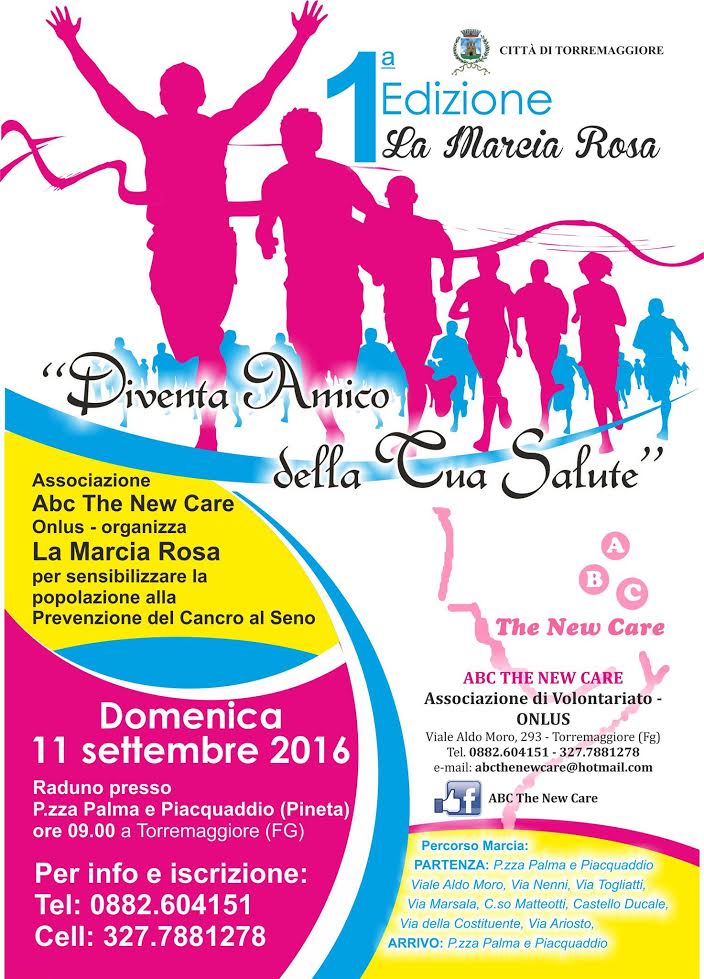 Marcia rosa a Torremaggiore rinviata al 18 settembre 2016 a causa della pioggia