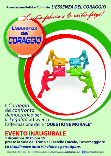 Presentazione Associazione Essenza del Coraggio il 1 dicembre 2016 a Torremaggiore