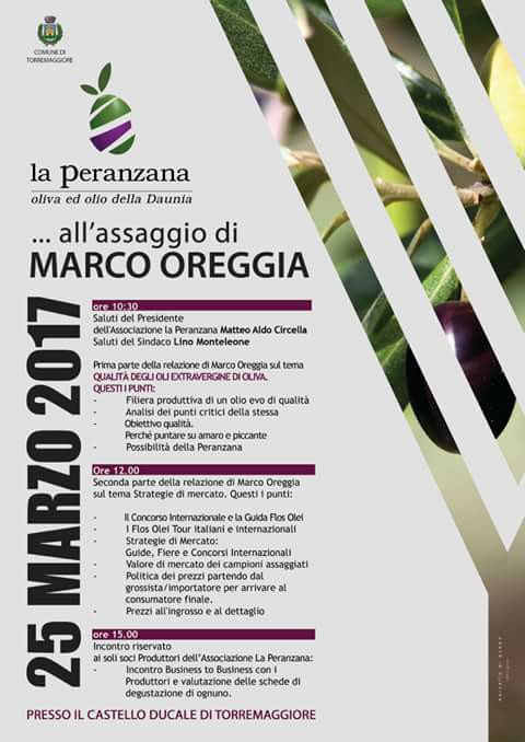LA PERANZANA…ALL’ASSAGGIO DI MARCO OREGGIA, il 25 marzo a Torremaggiore