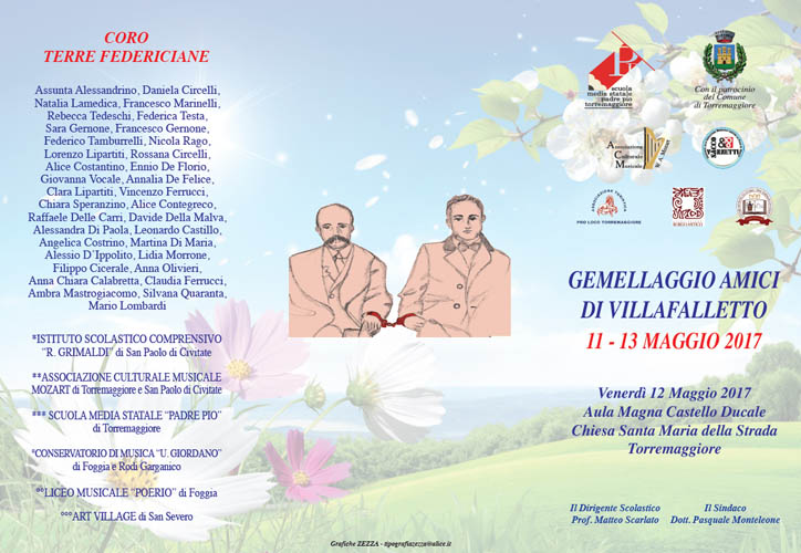 Gemellaggio con Villafalletto in memoria di Sacco e Vanzetti, evento a Torremaggiore dall’11 al 13 maggio 2017