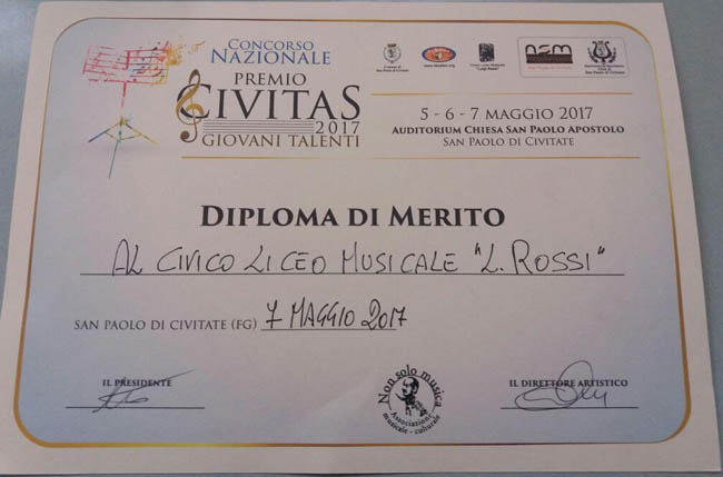 Grande successo dei ragazzi del Civico Liceo Musicale Luigi Rossi: vinti sei premi