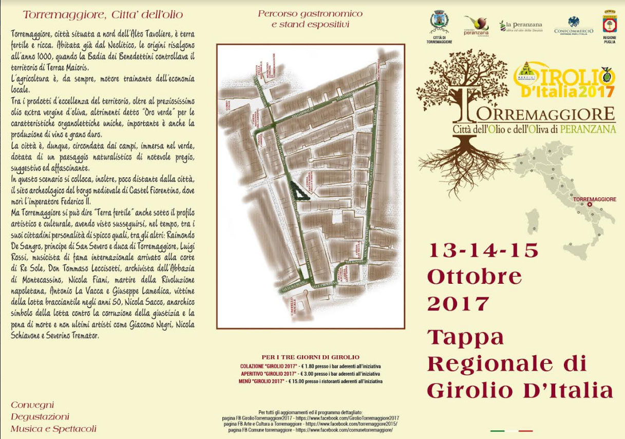 Programma GIROLIO D’ITALIA 2017 che farà tappa a Torremaggiore il 13-14-15 Ottobre 2017