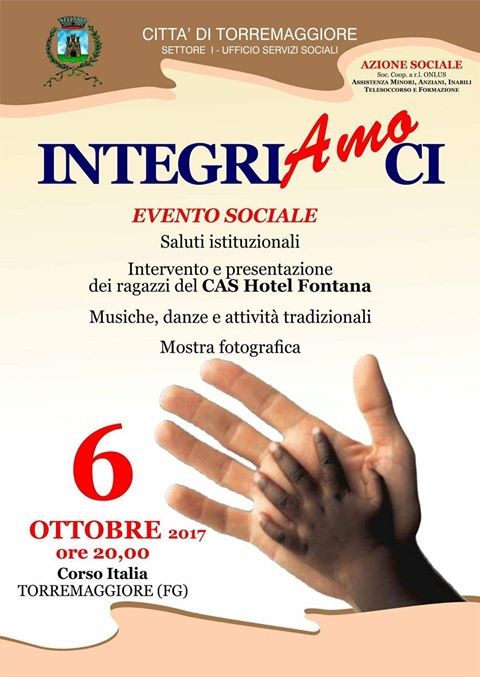 Integriamoci: evento sociale a Torremaggiore il 6 ottobre 2017