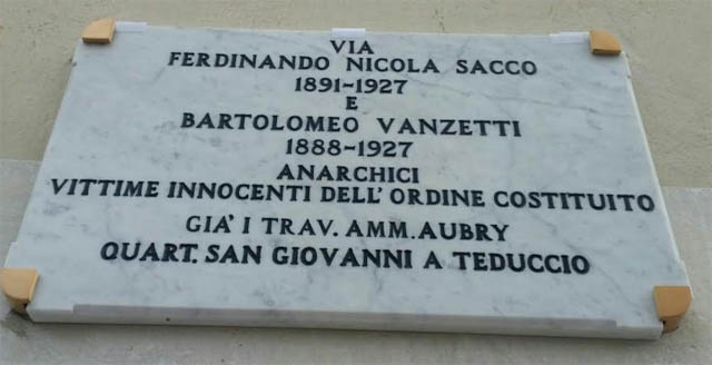 Accolta dal Sindaco di Napoli l’associazione Sacco & Vanzetti di Torremaggiore. La città partenopea ha intitolato una strada ai due italiani