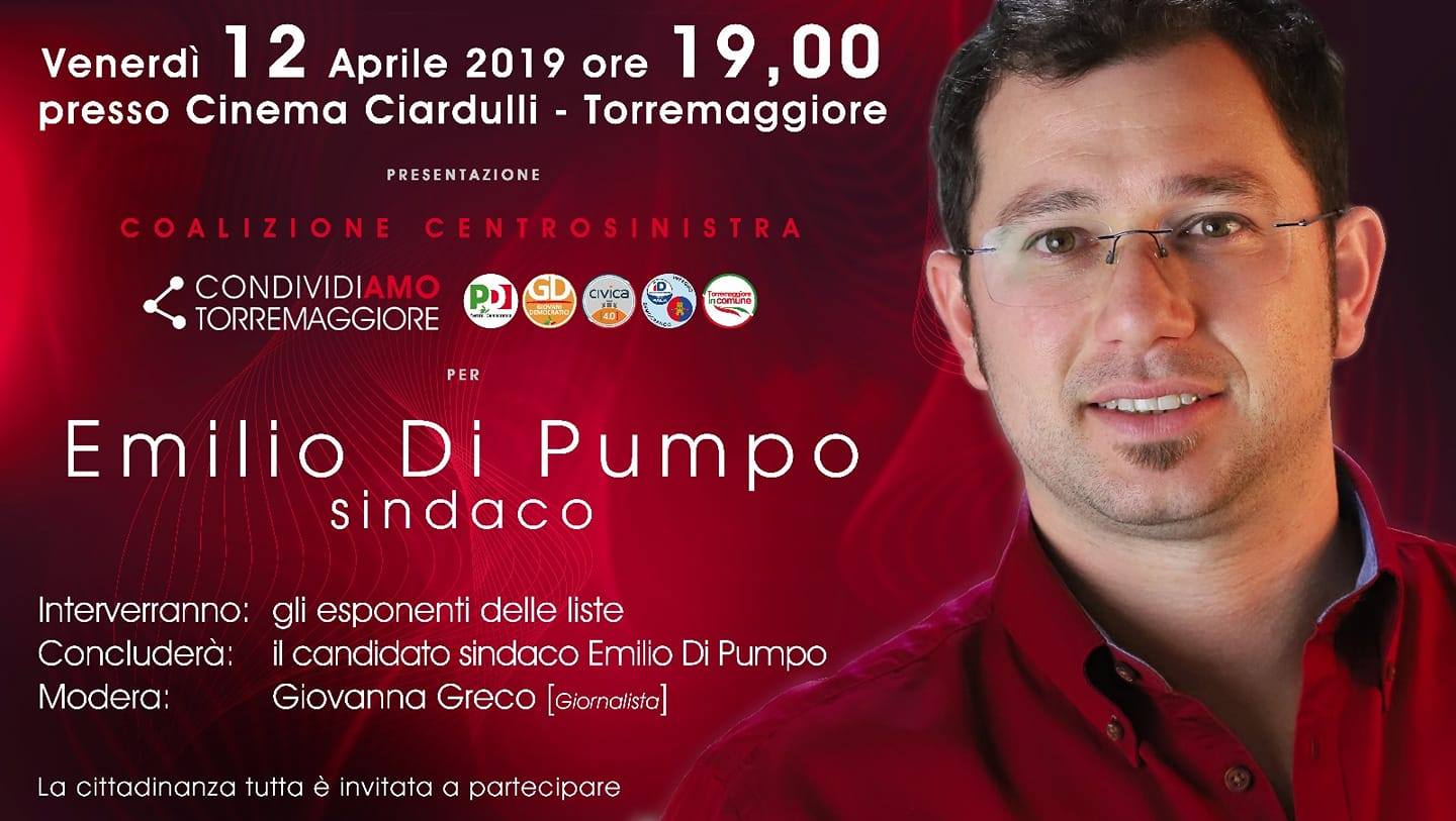 Presentazione della coalizione di centrosinistra a Torremaggiore il 12 aprile 2019 al Cinema Ciardulli