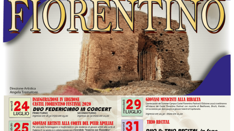 Quarta edizione di Castel Fiorentino Festival 2020 e Master Class promossi dall’Associazione Mozart di Torremaggiore dal 24 luglio al 1 agosto
