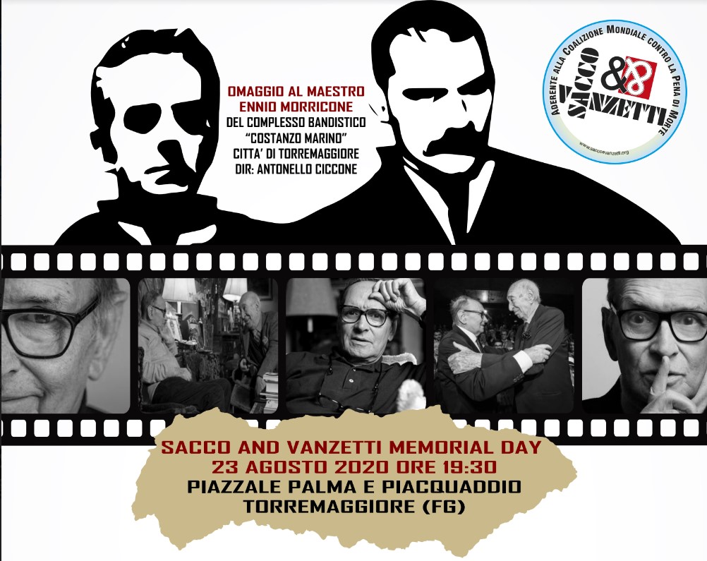 Programma Memorial Day Sacco and Vanzetti 23 agosto 2020 a Torremaggiore