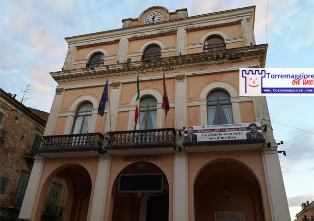 Convocato a Torremaggiore il consiglio comunale l’8 gennaio 2021 con un punto all’ordine del giorno: approvazione regolamento, compiti e funzioni del Comitato Comunale permanente Lucio Palma e Antonio Piacquaddio
