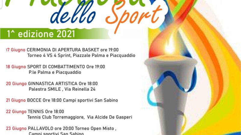 Prima edizione della Fiaccola dello Sport a Torremaggiore dal 17 al 28 giugno 2021