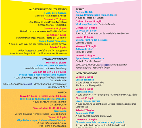 Programma ufficiale Torrestate 2021: mesi di giugno e luglio