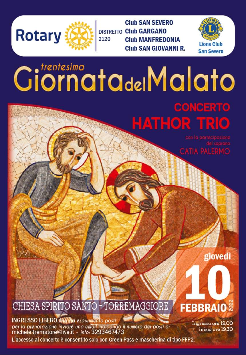 30° Giornata Mondiale del Malato, evento musicale il 10 febbraio 2022 alle ore 19.30 presso la Parrocchia Spirito Santo di Torremaggiore