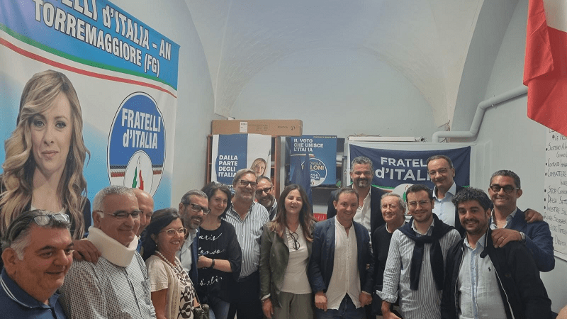 Fratelli d’Italia Torremaggiore: ringraziamento pubblico agli elettori che hanno scelto la coerenza di Giorgia Meloni, siamo la prima forza politica dell’Italia e del centrodestra