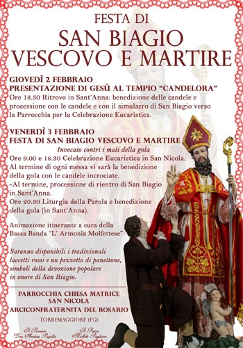 Festa di San Biagio Vescovo e Martire: programma dal 2 al 3 febbraio 2023 a Torremaggiore
