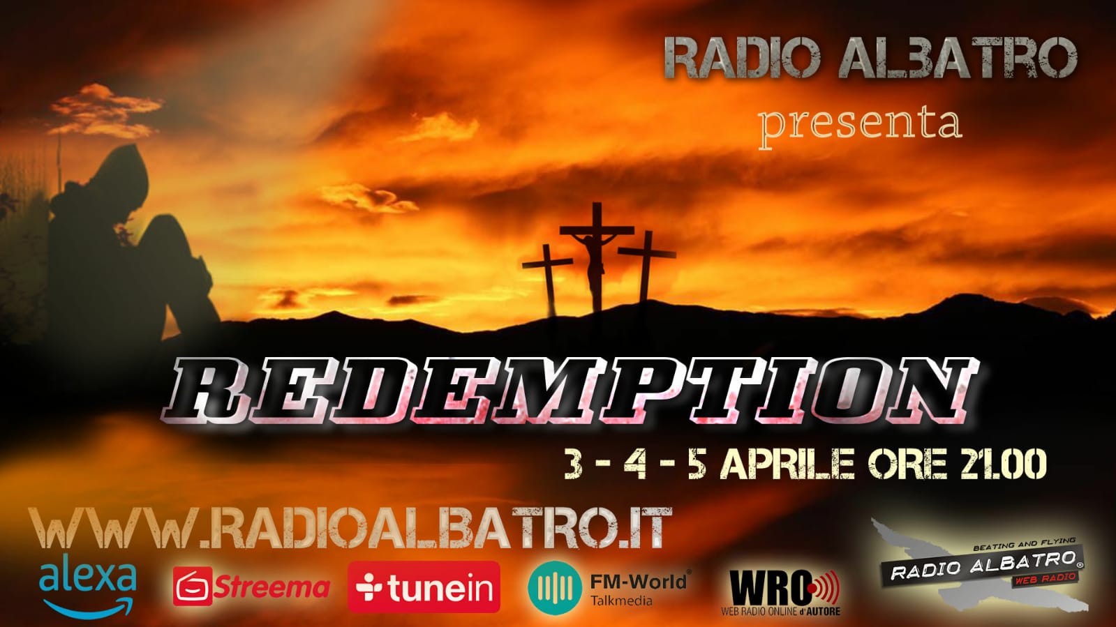 Redemption vi aspetta su Radio Albatro dal 3 al 5 aprile 2023 a partire dalle ore 21