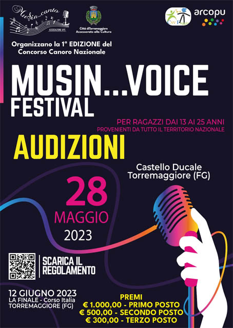 Audizioni Musin…Voice il 28 maggio 2023 al Castello Ducale De Sangro di Torremaggiore