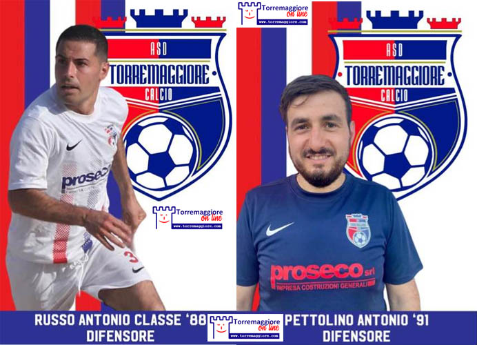 ATLETICO TORREMAGGIORE: CONFERMATI PER LA PROSSIMA STAGIONE 2023/2024 I DIFENSORI PETTOLINO E RUSSO