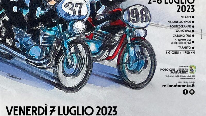 Il 7 luglio 2023 Torremaggiore ospiterà la Milano Taranto alle 14.30 alla Villa Comunale Federico II con oltre duecento moto d’epoca