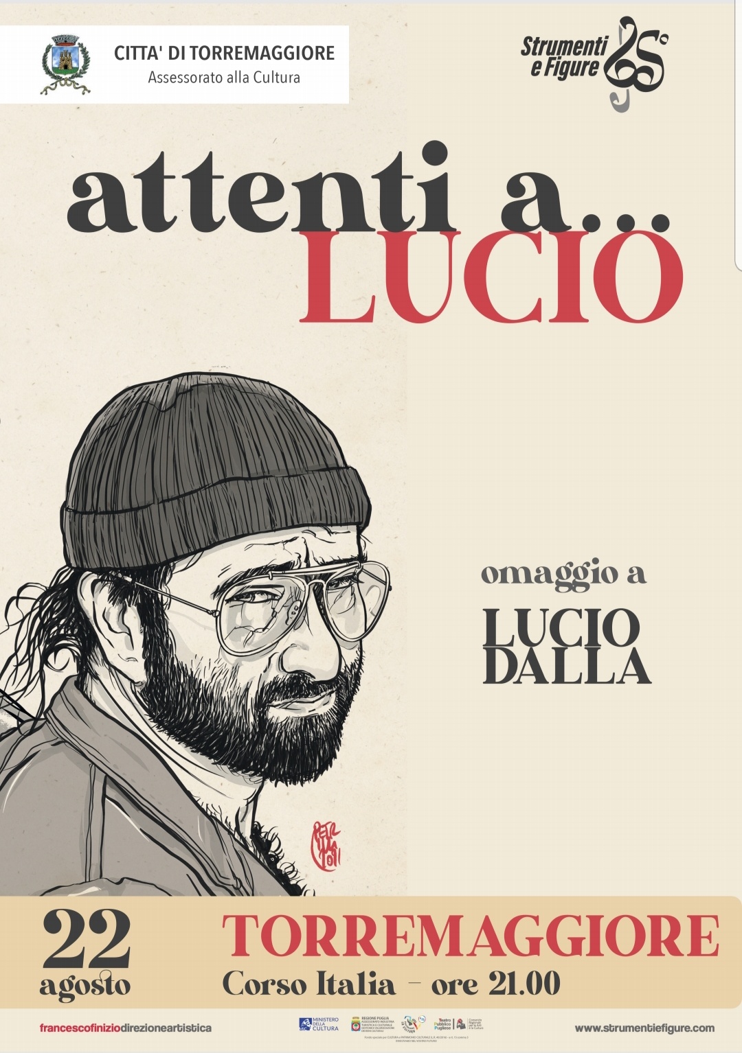 22 agosto 2023: serata musicale dedicata a Lucio Dalla a Torremaggiore a partire dalle ore 21 su Corso Italia