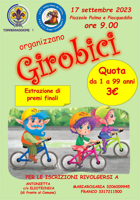 Agesci Torremaggiore 1: Girobici domenica 17 settembre 2023 a partire dalle ore 9 al Parco Pineta Baden Powell