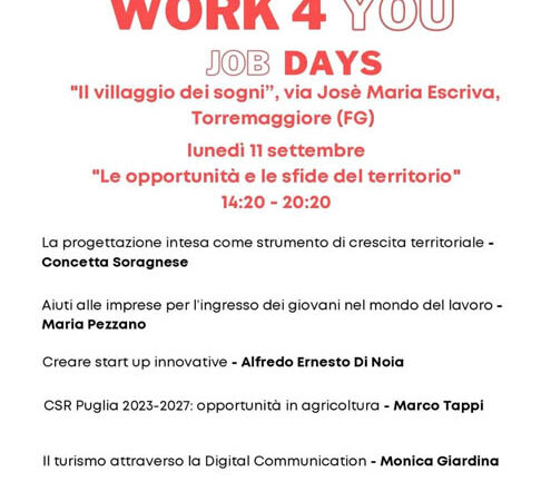 PUNTI CARDINALI WORK4YOU – JOB DAY A TORREMAGGIORE L’11 SETTEMBRE 2023