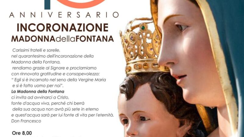 23 ottobre 2023: programma festeggiamenti del 40°anniversario dell’Incoronazione a Regina della Madonna della Fontana a Torremaggiore