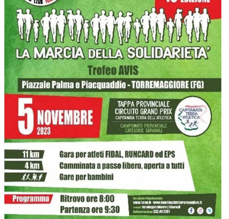 5 novembre 2023: 15^ edizione della Marcia della Solidarietà