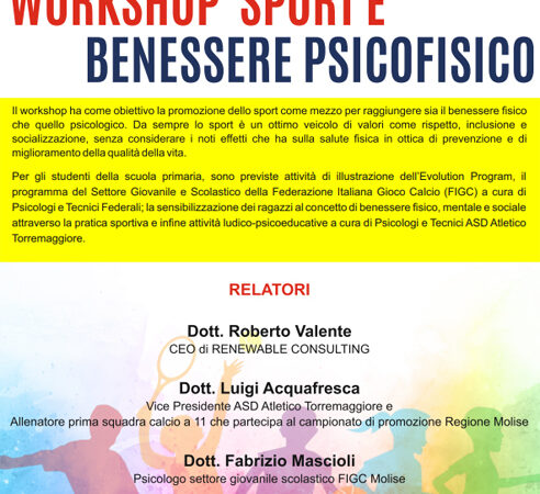 Workshop Sport e benessere psicofisico: se ne parla il 13 novembre 2023 a Torremaggiore
