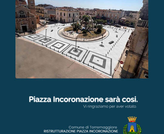 Nuova veste per Piazza Incoronazione a Torremaggiore: il sondaggio sui social ha premiato la terza ipotesi