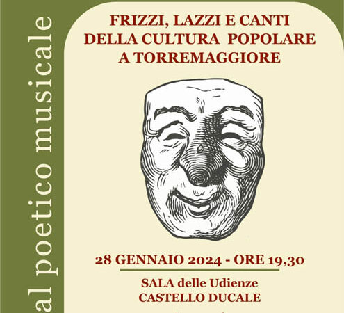 Il recital Frizzi,lazzi e canti della cultura popolare a Torremaggiore si terrà il 28 gennaio 2024 a partire dalle ore 19.30 al Castello Ducale De Sangro