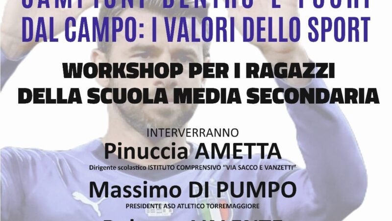 Workshop Campioni dentro e fuori dal campo: i valori dello sport;  se ne parla il 19 aprile 2024 all’Auditorium della Scuola San Giovanni Bosco con Andrea Barzagli