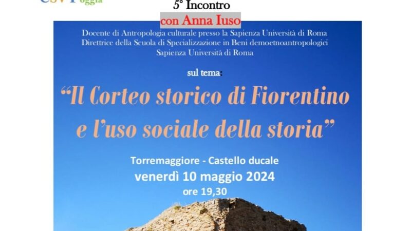 IL 10 MAGGIO 2024 AL CASTELLO DUCALE DE SANGRO APPUNTAMENTO CON IL CORSO DI STORIA LOCALE SUL TEMA – CORTEO STORICO DI FIORENTINO E L’USO SOCIALE DELLA STORIA