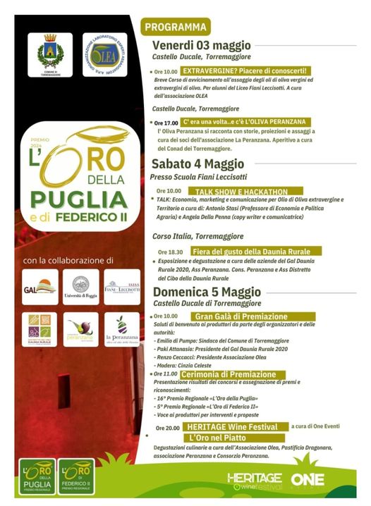 Torremaggiore: dal 3 al 5 maggio 2024 l’oro della Puglia e di Federico II