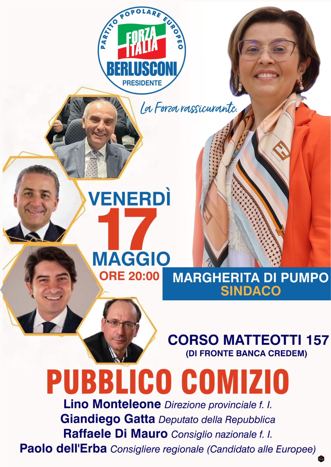 ELEZIONI EUROPEE E COMUNALI DI GIUGNO 2024: PUBBLICO COMIZIO DI FORZA ITALIA PPE IL 17 MAGGIO 2024 A TORREMAGGIORE ALLE ORE 20 SU CORSO MATTEOTTI 157 CON L’ON GIANDIEGO GATTA E PAOLO DELL’ERBA