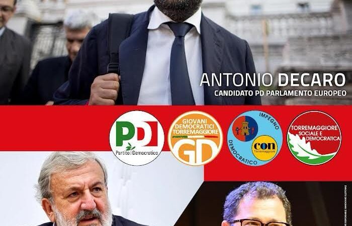 Elezioni Europee e Comunali: Michele Emiliano, Pina Picierno e Antonio Decaro aTorremaggiore il 24 maggio 2024 alle ore 18.30 su Corso Matteotti 243 a supporto di Emilio Di Pumpo sindaco