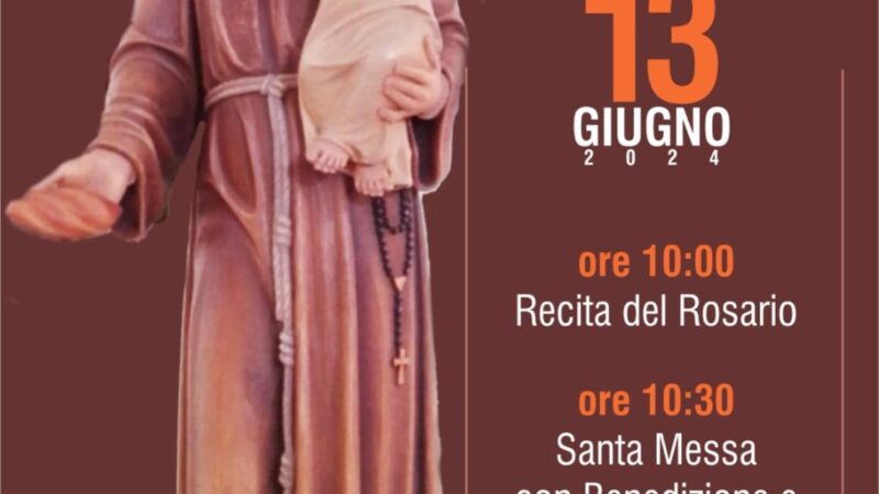 13 giugno 2024: programma Festa di Sant’Antonio presso la Chiesa del Sacro Cuore di Torremaggiore nel quartiere San Matteo