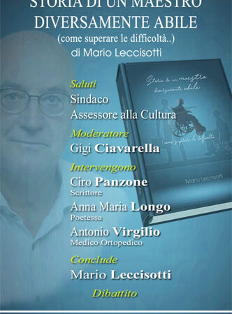 Storia di un maestro diversamente abile: presentazione del libro di Mario Leccisotti a Torremaggiore il 26 giugno 2024 al Castello Ducale De Sangro a partire dalle ore 19.30