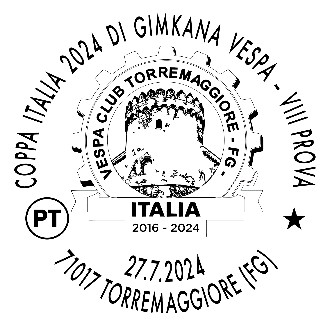 SABATO 27 LUGLIO 2024 L’ANNULLO FILATELICO PER LA COPPA ITALIA DI GIMKANA VESPA A TORREMAGGIORE