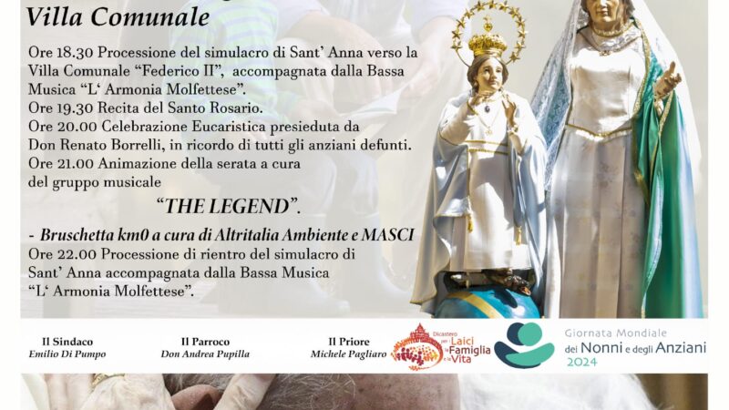 28 luglio 2024 Torremaggiore: programma IV Giornata mondiale dei nonni e degli anziani