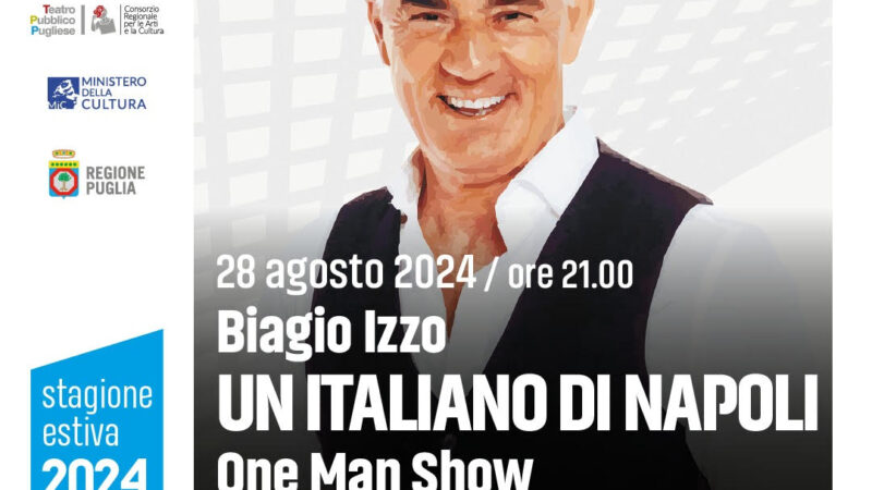BIAGIO IZZO A TORREMAGGIORE IN SCENA CON UN ITALIANO DI NAPOLI IL 28 AGOSTO 2024 PRESSO PIAZZA INCORONAZIONE A PARTIRE DALLE ORE 21