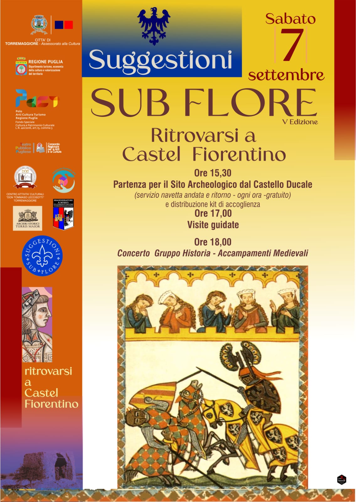 Torremaggiore 7 settembre 2024 : programma dell’evento Suggestioni Sub Flore a Castel Fiorentino di Puglia